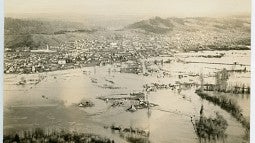 Aerial photo of 1933 floods at Chehalis, WA, taken Dec. 23, 1933 by Pacific Aerial Surveys, Seattle, WA