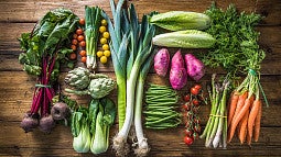picture of fresh vegetables on a wood table